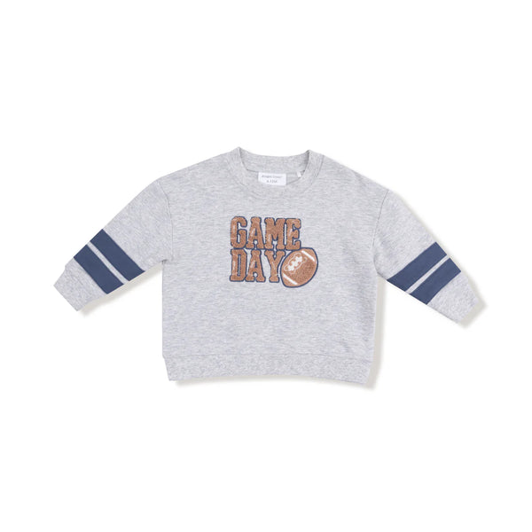 Game Day Light Gray Sweatshirt with Varsity Stripes