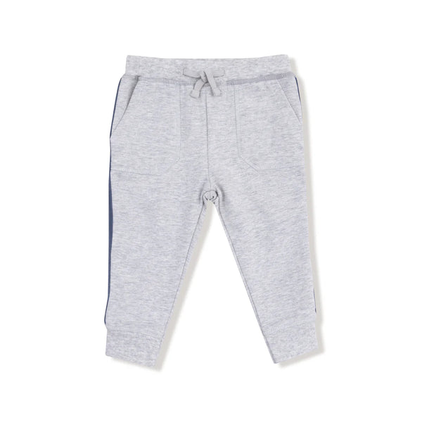Light Gray Joggers with Varsity Stripes