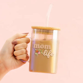 Square Glass Cup-Mom Life