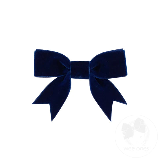 Navy Mini Velvet Bowtie Hairbow