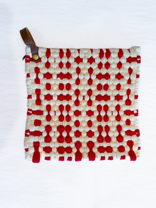 Crocheted Pot Holder with Leather Loops (Assorted Styles)