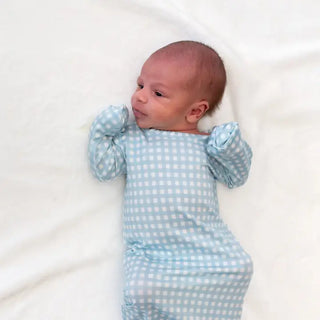 Cottage Blue Gingham Knotted Gown (0-3 Months)