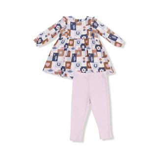 Patchwork Cowgirl Ruffle Dress & Legging Set