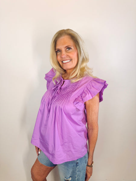 Lilac Flutter Sleeve Top