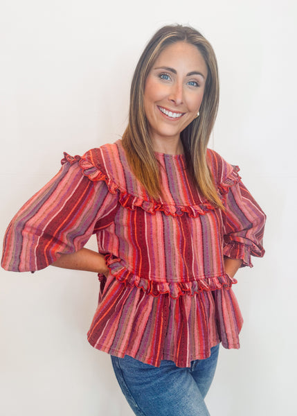 Kaida Multi Striped Tier Top