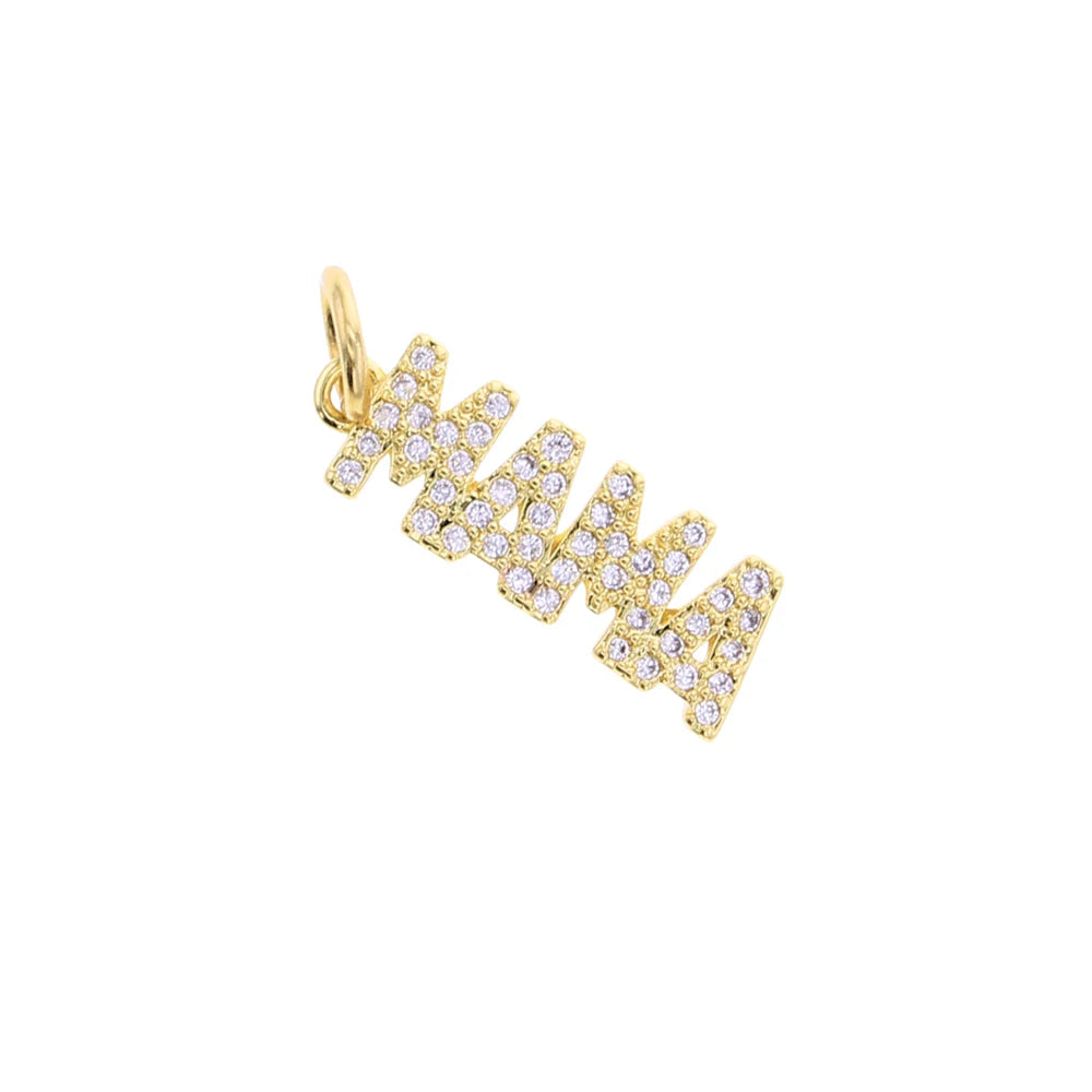 Gold CZ MAMA Charm