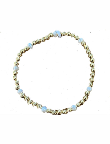 Gold Bead Bracelet w/ Pearls