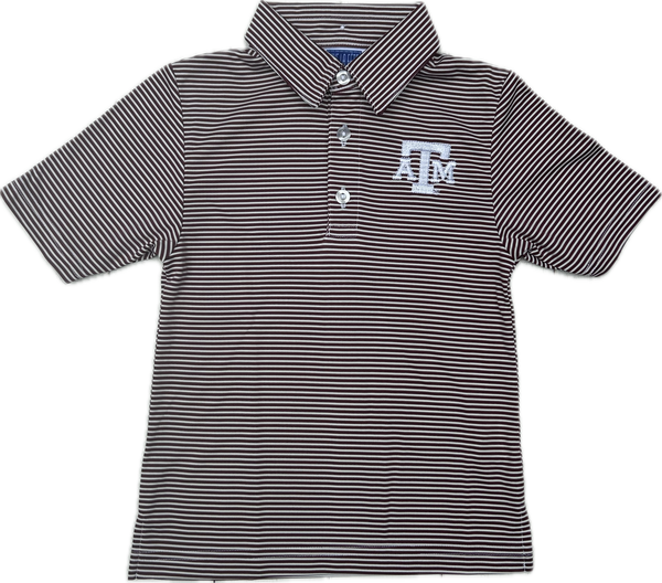 Texas A&M Stripe Polo Embroidered