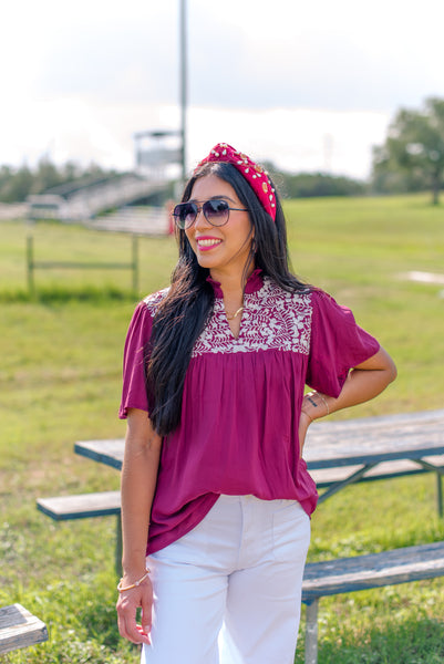 Elko Top in Maroon