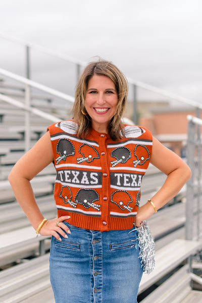 Texas Vintage Football Helmet Stripe Vest