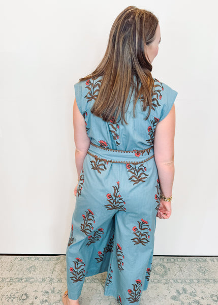 Block Print Jumpsuit in Slate