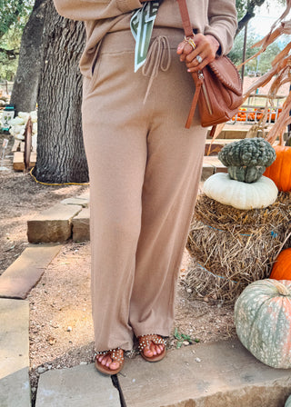 Ladies Knitted Pants - Gold and Beige