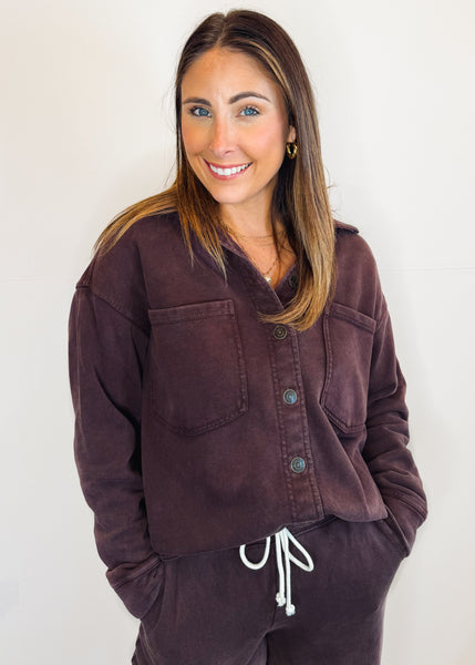 ALL DAY KNIT JACKET In Chocolate Cherry