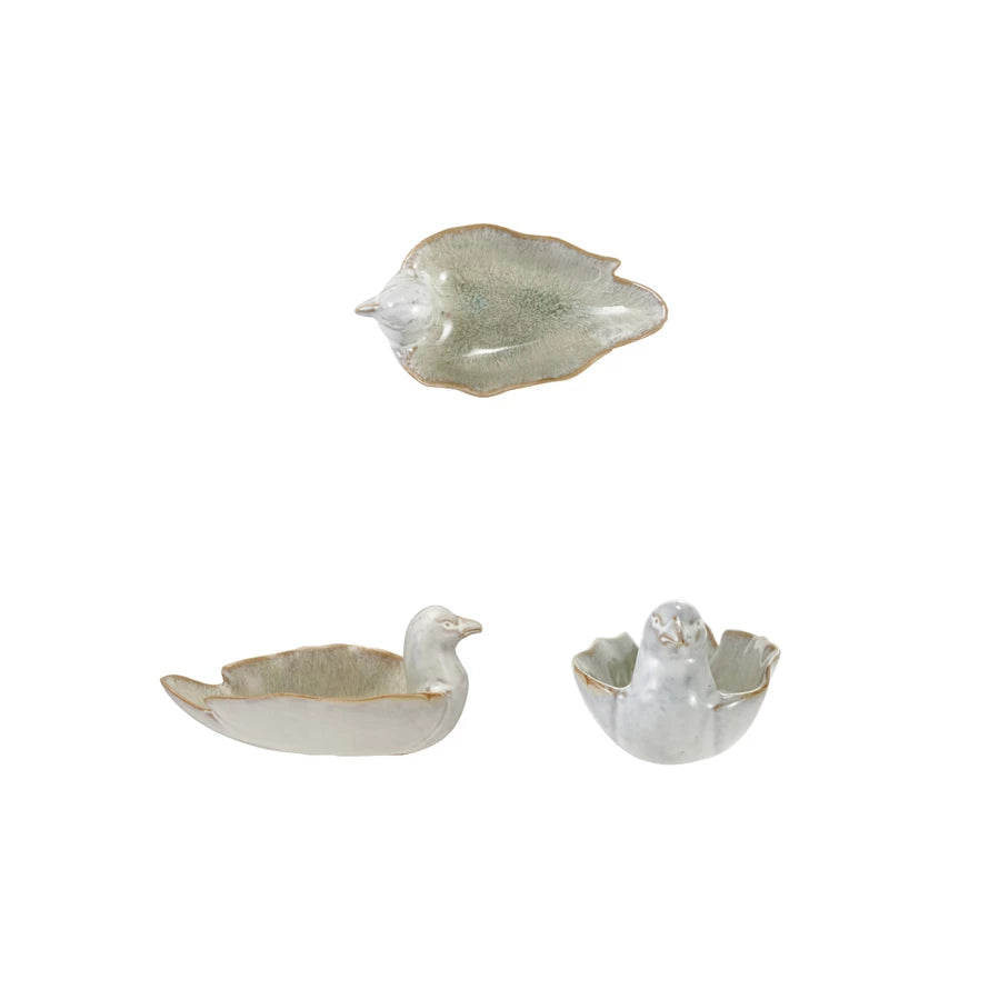 Stoneware Bird Shaped Dish, White