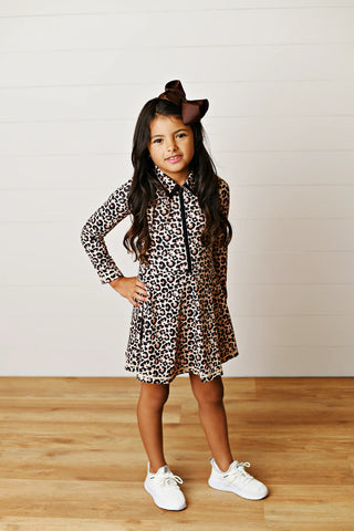 Leopard Long Sleeve Tennis Dress