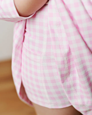 Pink Gingham Long Sleeve Tennis Dress