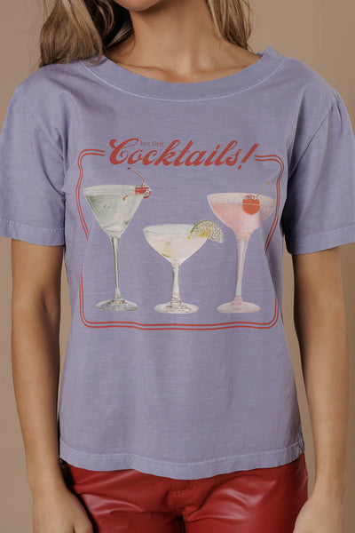 But First Cocktails Wide Neck Tee