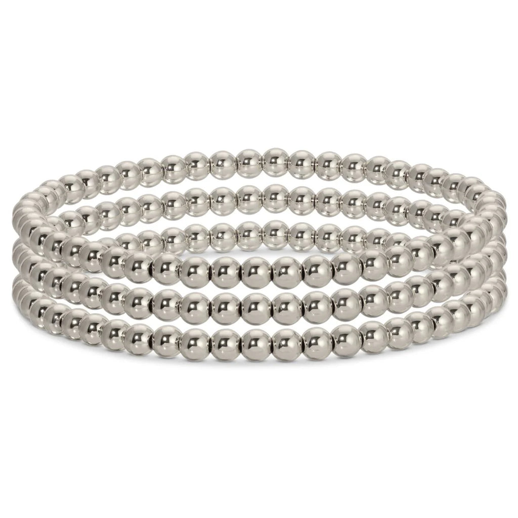 Beaded Stretch Bracelets-Silver