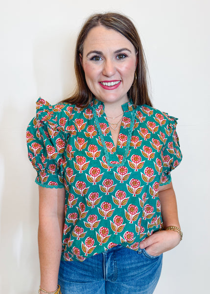 The Haley Top in Teal
