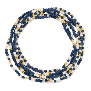 2mm Stretch Seed Bead Bracelets with Gold Bead Accents