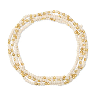 2mm Stretch Seed Bead Bracelets with Gold Bead Accents