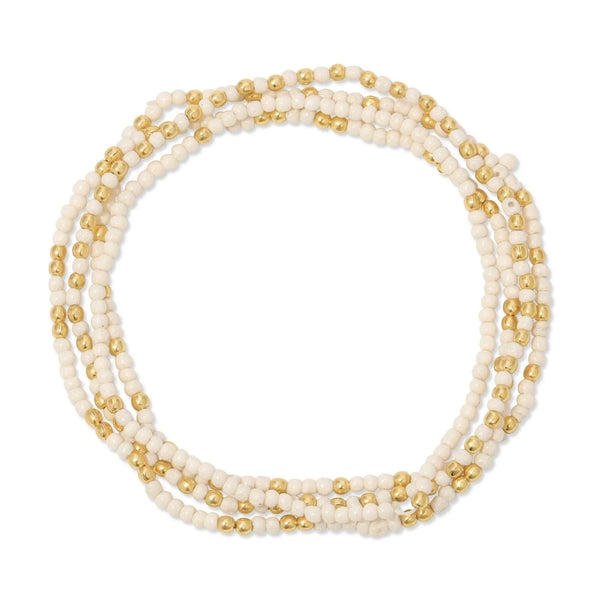 2mm stretch seed beed bracelets with gold bead accents