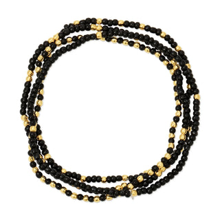 2mm Stretch Seed Bead Bracelets with Gold Bead Accents