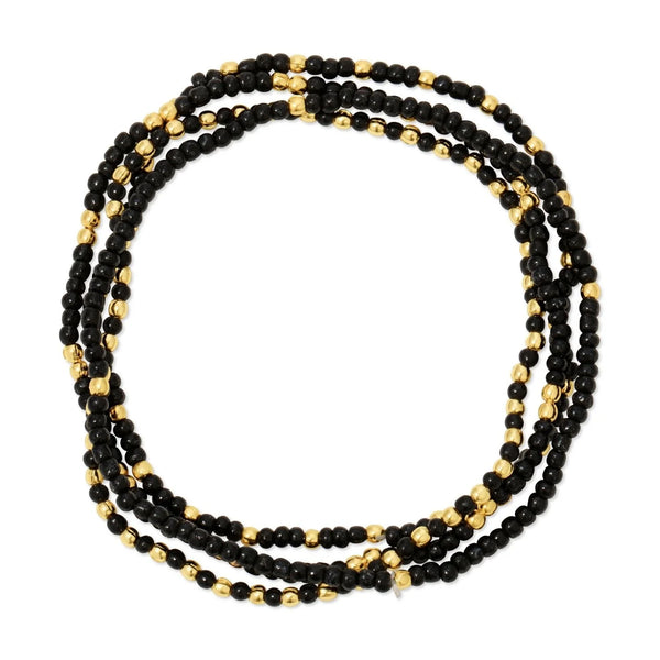 2mm stretch seed beed bracelets with gold bead accents