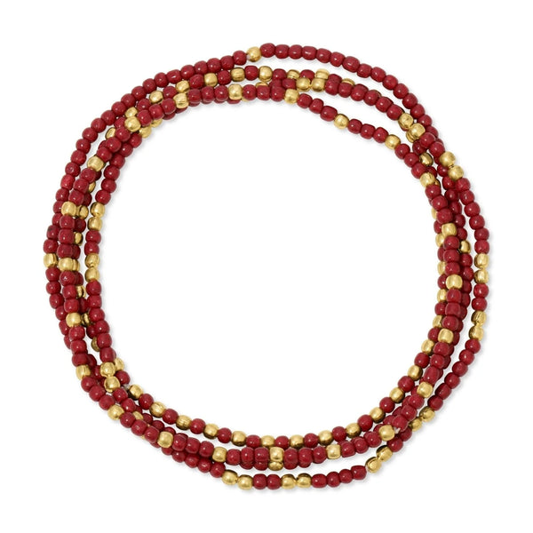 2mm stretch seed beed bracelets with gold bead accents