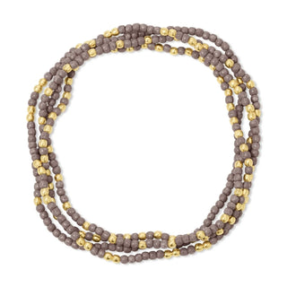2mm Stretch Seed Bead Bracelets with Gold Bead Accents