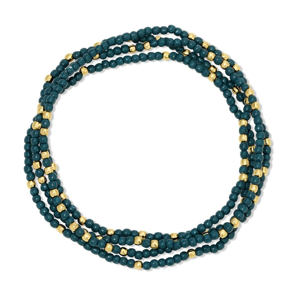 2mm Stretch Seed Bead Bracelets with Gold Bead Accents