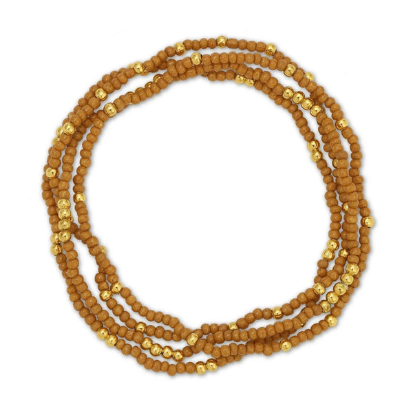 2mm Stretch Seed Bead Bracelets with Gold Bead Accents