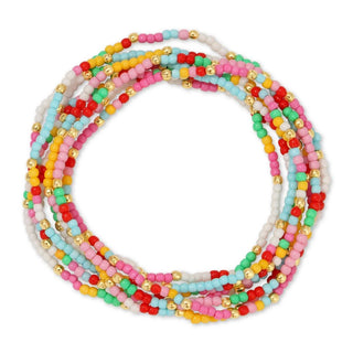 2mm Stretch Seed Bead Bracelets with Gold Bead Accents