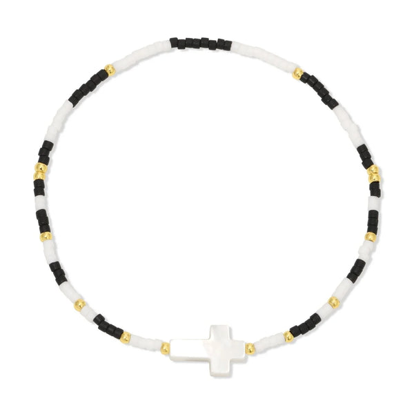 Miyuki Delica Stretch Bracelets with Shell Cross