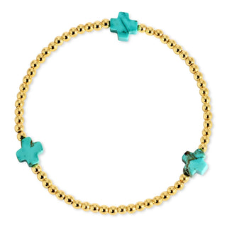 Turquoise Bracelet with Stone Crosses
