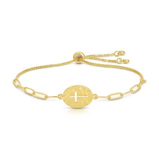 Small Gilded Oval Pulley Bracelet with Cross Cut-out