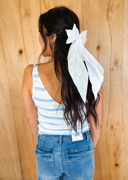 Melodie Top in Light Blue & White Stripe