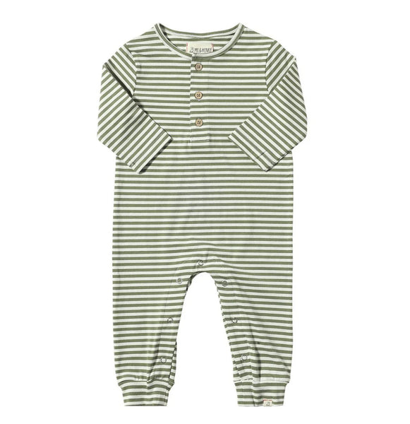 SAGE/WHITE STRIPE MASON ROMPER