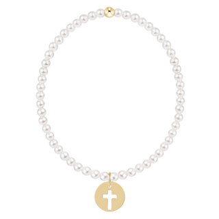 Classic Pearl 3MM Bracelet- Blessed Gold Disc