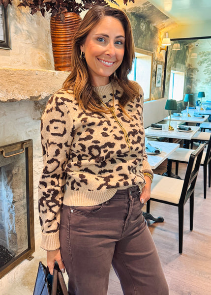 Gisela Cheeta Print Pullover Sweater