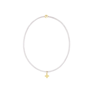 Hope Classic Bracelet – Silky White (Sig Cross Small Gold Charm)