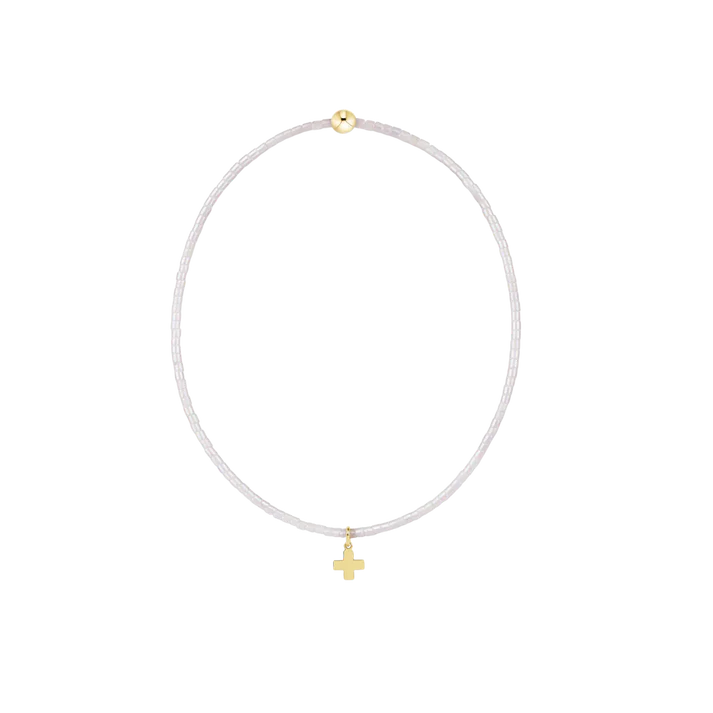 Hope Classic Bracelet – Silky White (Sig Cross Small Gold Charm)