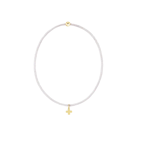 Hope Classic Bracelet – Silky White (Sig Cross Small Gold Charm)