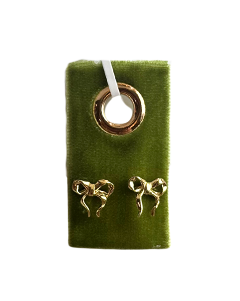 Organically Tied Bow Studs on Velvet Gift Tag