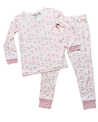 Ballet Shoes Ribbon Stripe Long Sleeve Loungewear Set