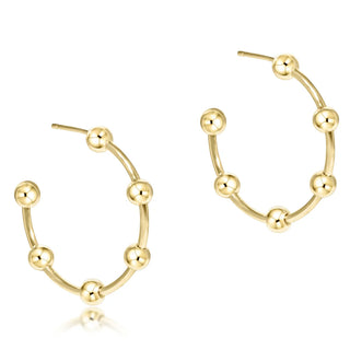 Beaded Simplicity 1" Post hoop- 4mm Gold