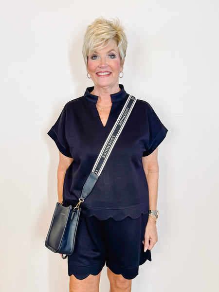 Black Scalloped Matching Set