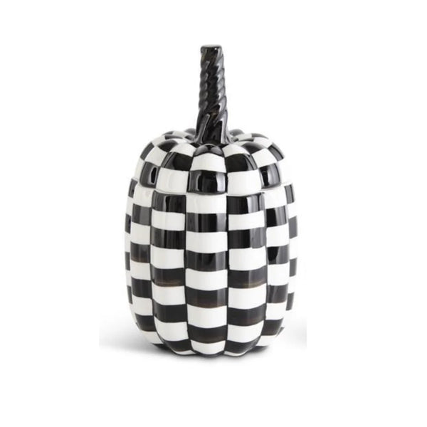 Large Black & White Ceramic Pumpkin Lidded Container