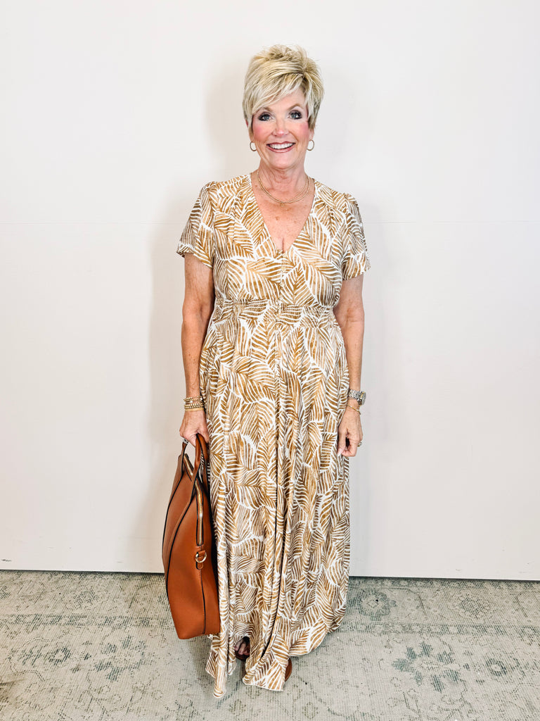 Neutral Summer Palm Dress