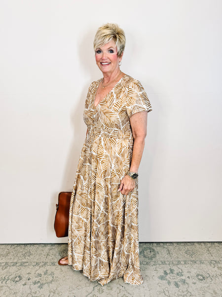 Neutral Summer Palm Dress